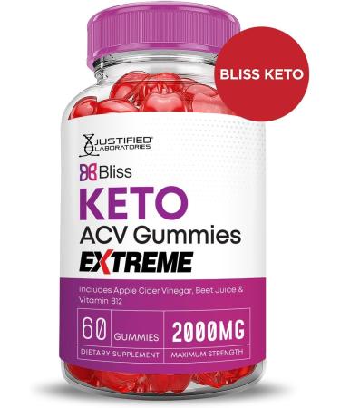 Justified Laboratories Bliss Keto ACV Gummies Extreme 2000MG Bliss Keto Gummies Apple Cider Vinegar Formulated with Pomegranate Beet Juice Powder B12 Vegan Non GMO 60 Gummys 60 Count (Pack of 1) - Buy Online on GoSupps.com