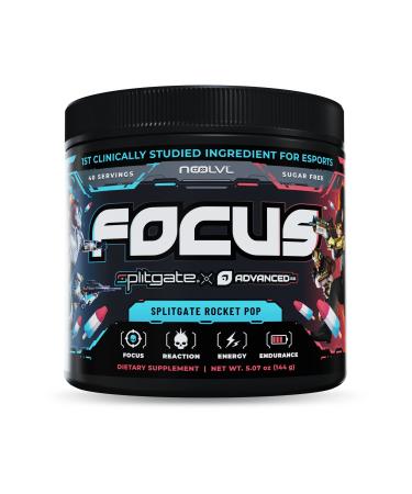 Advanced Focus Focus and Concentration Formula with NooLVL - Mental Clarity & Energy Boost for Gaming Work & Study - Sugar Free & Keto Friendly - (40 Servings) (Splitgate Rocket Pop)
