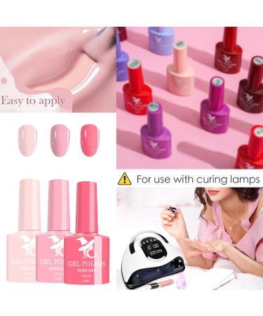 Pink Gel Nail Polish Nail Varnish Set 3 Colors Nude Light Pink Peach Coral Gel Nail Polishes Kit Natural Color Soak Off UV Led Gel for DIY Manicure Home Salon Nail Art - Buy Online on GoSupps.com