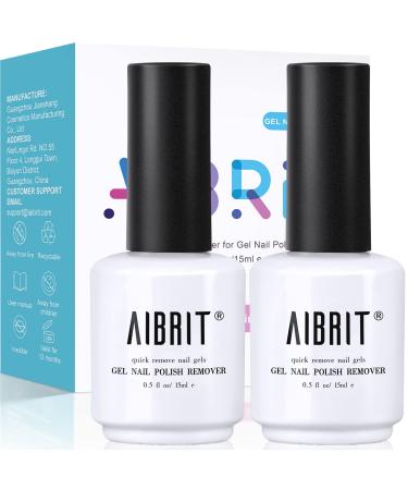 AIBRIT Gel Polish Remover for Nails Gel Nail Polish Remover Removedor de Esmalte Gel 3-5 Minutes Soak Off 2 Pack 0.5 fl oz./15ml