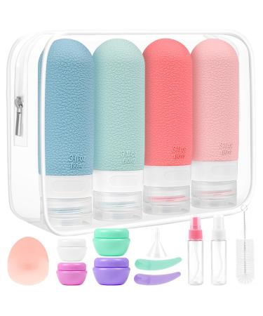 Etopgo 17 Pack Travel Bottles for Toiletries TSA Approved Leak Proof Silicone Squeezable Containers Travel Accessories for Conditioner Shampoo Lotion & Body Wash