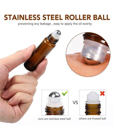 LotFancy 6pc 10ml Amber Glass Roller Bottles with Stainless Steel Roller Balls & Droppers - Buy Online on GoSupps.com