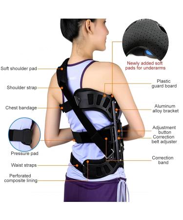 Spinal Back Orthosis Adjustable Scoliosis Corrector with Soft Shoulder Pads 3-point Mechanics Principle Structure and Relieve Pressure Adjustable 4 Levels Heighta and Position for Hunchback - Buy Online on GoSupps.com
