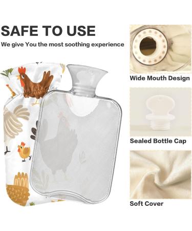 Hot Water Bottles with Cover - Autumn Rooster Design | 2L for Pain Relief Headaches & Feet Warmer - Buy Online on GoSupps.com