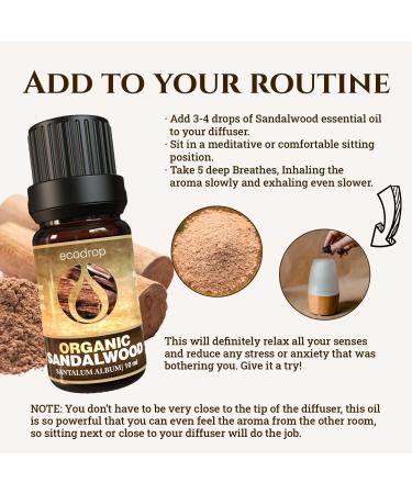 Ecodrop Pure Sandalwood Essential Oil - 10ml | 100% Natural Therapeutic Grade | Organic Aromatherapy for Stress Relief, Sleep, Hydration & Clear Skin - Buy Online on GoSupps.com
