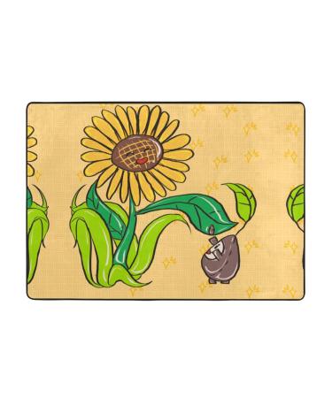 Yyhhaofa Sunflower Seeds and Sunflowers Oversized Carpet 80 X 58 Inch Rug Soft to The Touch with Fine Nap Wear