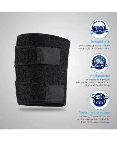 Thigh Compression Sleeve - Adjustable Thigh Brace for Hamstring & Groin Support | Sciatica & Leg Hip Support for Men & Women - Black - Buy Online on GoSupps.com