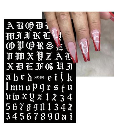 Old English Nail Stickers - 8 Sheets Holographic 3D Alphabet Decals for DIY Manicure | Self-Adhesive Nail Art Supplies | Nail Design for Women & Girls - Buy Online on GoSupps.com