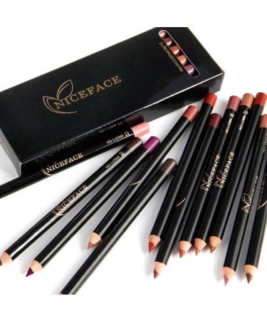 Lip Liner Pencil Set 12 pcs/Set Long Lasting Matte Waterproof Lipliner Pen Set with 12 Colors Define Lips for a Fuller Look - Buy Online on GoSupps.com