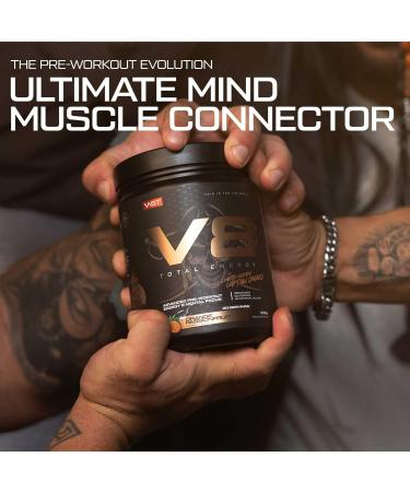 V8 Total Energy Pre Workout Booster - Vegan Sugar-Free Carnosyn & Betapower - 20 Portions (Orange Passion Fruit) - Made in Germany - Buy Online on GoSupps.com