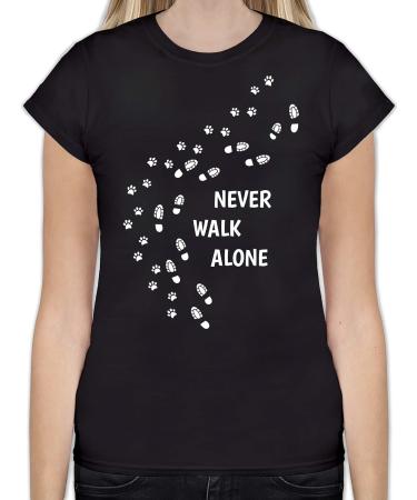 Shirtracer Women's Shirt - Perfect Gift for Dog Owners - Never Walk Alone Paw Prints - Black S - Buy Online on GoSupps.com