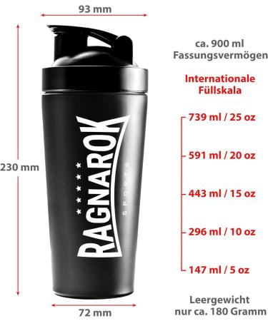RAGNAROK Stainless Steel Protein Shaker 750ml - Metal Drinking Bottle for Fitness & Sports - Durable Stylish & Leak-Proof - Buy Online on GoSupps.com