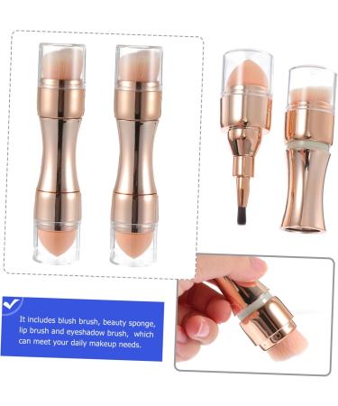 FOMIYES 1pc 4 in 1 makeup brush face powder foundation makeup brush highlight brush blush makeup brush makeup foundation brush Portable Makeup Brush lip makeup travel round plastic - Buy Online on GoSupps.com