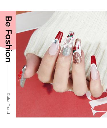 Modelones Gel Nail Polish 6 Colors White Glitter Winter Gel Nail Kit Sparkle Candy Cane Burgundy Dark Rose Champagne Silver Soak Off U V Gel Nail Art Manicure DIY Valentine s Day Gifts for Women Glitter Silver - Buy Online on GoSupps.com