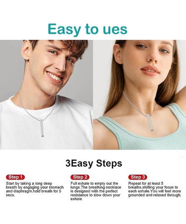 2 Pcs Mindful Anapana Breathing Necklace for Stress & Anxiety Relief - Portable Deep Breathing Exercise Tool for Men and Women (Black/Steel) - Buy Online on GoSupps.com