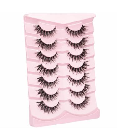 False Eyelashes Cat Eye Natural Look Wispy Wet Look Lashes With Clear Band Fluffy Faux Mink lashes Volume Spiky Fake Eyelash 7 Pairs Pack By Milllruez clear band 2