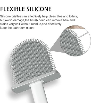 Flexer Silicone Toilet Brush and Holder - Deep Cleaning Rubber Brush for Bathroom - Gray - Buy Online on GoSupps.com