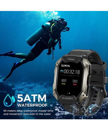 KOSPET Smart Watch for Men - Bluetooth Call Answering, Waterproof Fitness Tracker with Heart Rate & Blood Pressure - 1.72 Black Tactical Military Sports Smartwatch - Buy Online on GoSupps.com