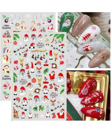 Christmas Nail Art Stickers Decals 10 Sheet Self Adhesive Gnome Santa Claus Reindeer Snowflake Christmas Tree Nail Sticker Design Nail Decoration for Women Girls - Buy Online on GoSupps.com