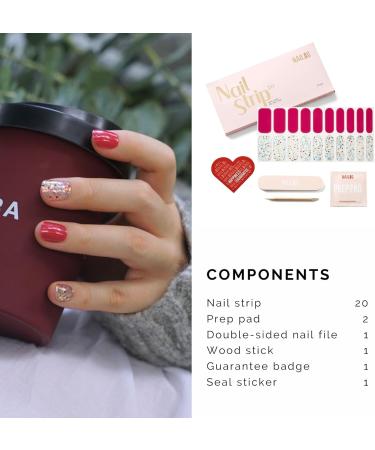 NAILOG Semi Cured Gel Nail Strips (20 Extra Long Nail Stickers) | Glossy & Long Lasting Soft Gel Finish Nail Wrap| Ruby Nebula - Buy Online on GoSupps.com