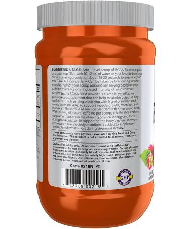 Now Foods Sports BCAA Blast Natural Raspberry - 600g | Boost Recovery & Performance - Buy Online on GoSupps.com