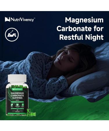 Magnesium Carbonate Gummies 500mg, Magnesium Carbonate Supplement with Calcium, Vitamin B6, D3, Zinc for Bone Health, Muscle & Nerve Support, Sugar Free, Vegan, Green Apple Flavor, 30 Servings - Buy Online on GoSupps.com