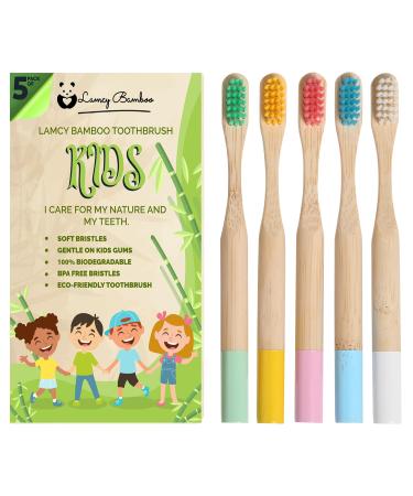 Kids Bamboo Toothbrushes (5 Pack) | Organic & Biodegradable | BPA Free Soft Bristles Toothbrushes | Eco-Friendly Natural Bamboo Toothbrush Set | Charcoal Wooden Toothbrushes Kids - 5 Pack - Buy Online on GoSupps.com