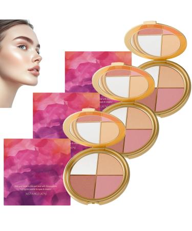 Palette illuminateur yeux et joues fard paupi res et illuminateur m tallique 4 en 1 gamme de palettes de maquillage estompage facile maquillage longue tenue laisse le visage clatant (3pcs)