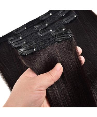 Double Weft Remy Human Hair Clip In Extensions 12 Inch #1B Natural Black - 70g 7pcs Silky Straight - Pack of 7 - Shop Now! - Buy Online on GoSupps.com