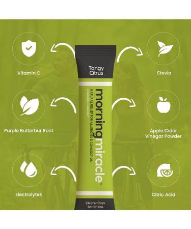 Morning Miracle Natural Allergy Relief Non-Drowsy Drink Mix for Sinus Support Steady Energy and Daily Natural Antihistamine for Adults and Kids (Non Caffeinated 30 Stick Variety Pack) Caffeine Free - Buy Online on GoSupps.com