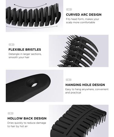 HEETA Curved Vented Styling Hair Brush - Fast Blow Drying Brush for Smooth & Tangle-free Hair - Men, Women, Kids - Black - Buy Online on GoSupps.com