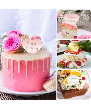 30 PCS Mirror Acrylic Cupcake Topper Gold Hexagon Silver Round and Rose Gold Heart Happy Birthday Cake Toppers Birthday Party DIY Dessert Cup Cupcake Decoration - Buy Online on GoSupps.com