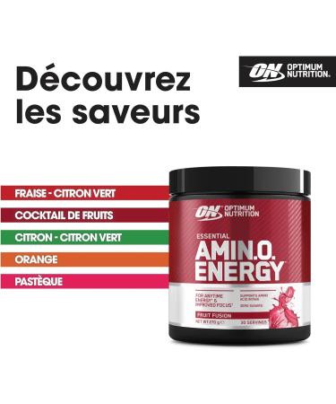 Optimum Nutrition Amino Energy Pre Workout Powder Energy Drink with Amino Acids BCAA L-Glutamine and L-Leucine Vitamin C - Buy Online on GoSupps.com