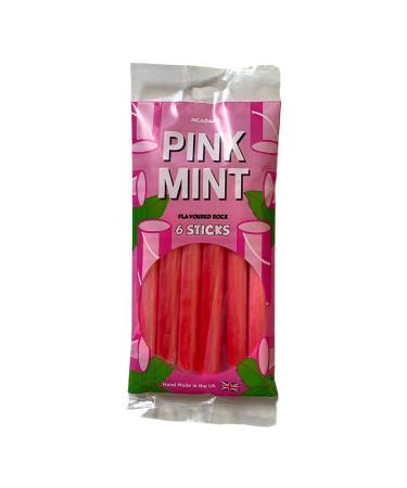 Pink Mint Rock Bag Rock Sweets Original Mint Sticks Retro Sweets Gift Bag Sweet Shop - Classic Sweets Traditional Taste 6 Sticks Per Bag