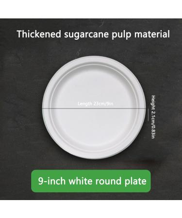 Heavy Duty Disposable Plates Compostable Paper Plates 100-Pack 9 Inch Plates - Eco-Friendly Biodegradable Sugarcane Bagasse Heavy Duty Paper Plates White Paper Plates for Party - Buy Online on GoSupps.com