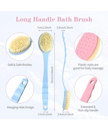 12-Piece Long Handle Bath Body Brush Set for Women - Pink and Blue - Buy Online on GoSupps.com