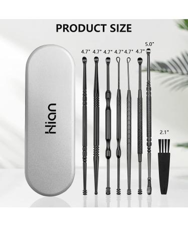 Hion 8-in-1 Stainless Steel Ear Cleaner for Ear Wax Removal - Medical Grade Kids & Adults Includes Storage Box - Black - Buy Online on GoSupps.com