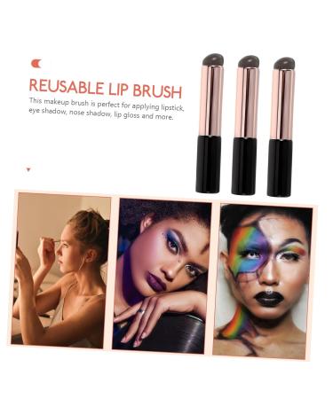 POPETPOP 3 pcs Lip Applicator Brush Set - Portable Imitation Wood Handle for Lipstick and Lip Gloss Makeup - Buy Online on GoSupps.com