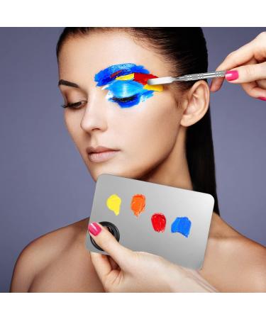 Stainless Steel 2 in 1 Makeup Mixing Palette Set with Spatula - Perfect for Foundation, Eye Shadow, and Nail Art - Buy Online on GoSupps.com