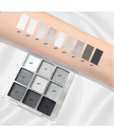 Miniling 9 Colors Smokey Grey Eyeshadow Palette - Highly Pigmented Mattes & Shimmers | Long Lasting Waterproof Eye Shadow Makeup Palette with Brush - Buy Online on GoSupps.com