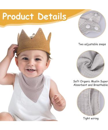  Gireich 7-Piece Baby Triangle Bib Set | Adjustable Muslin Neckerchiefs for Infants & Children | Super Absorbent Cotton Drool Scarves for Boys & Girls  - Buy Online on GoSupps.com