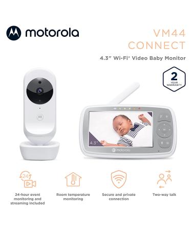 Motorola Baby Monitor VM44 - WiFi Video Baby Monitor with Camera 4.3" HD Screen - Connects to Nursery App  1000ft Long Range  Two-Way Audio  Remote Pan-Tilt-Zoom  Room Temp  Lullabies  Night Vision - Buy Online on GoSupps.com