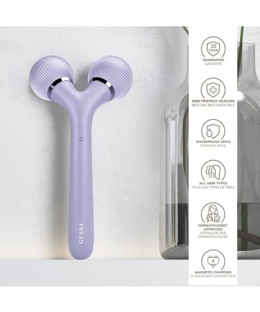 Geske SmartAppGuided 4-in-1 Sonic Facial & Body Roller | Professional Dermaroller Device for Face & Body | Enhance Your Skin Care Routine | Purple Design - Buy Online on GoSupps.com
