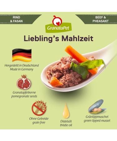Granatapet Liebling's Meal Beef & Pheasant - Grain-Free Wet Dog Food (6 x 800g) | Healthy Sugar-Free Single Feed - Buy Online on GoSupps.com