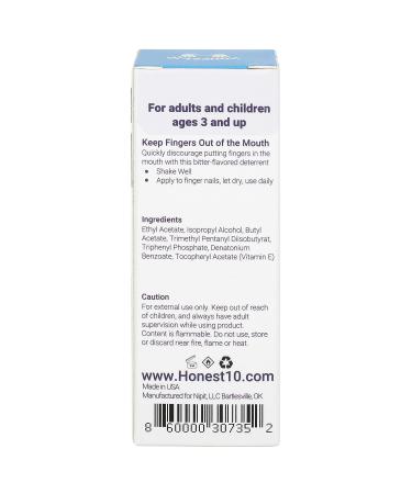 Honest 10 Nail Biting Treatment | Strongest Formula for Kids and Adults | 10-Free, Safety Tested, Dries Clear | 0.25 Ounce (Pack of 1) - Buy Online on GoSupps.com