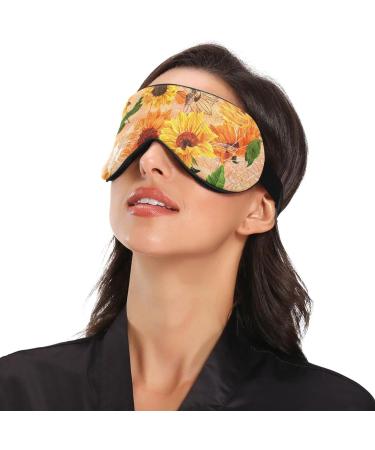 Haskirky Light Blocking Eye Mask for Men and Women | Breathable & Adjustable | Perfect for Travel, Yoga, Meditation | Office Deep Sleep Goodies | Watercolor Sunflower - Buy Online on GoSupps.com