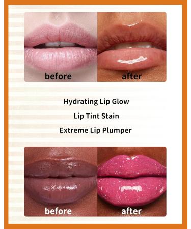 Plumping Lip Gloss - 3 Colors Hydrating Lip Glow Oil Set Pink Clear Lip Tint Stain Glitter Long Lasting Tinted Lip Oil Sparkly Moisturizing Lip Plumper Gloss Make Lip Fuller for Women Makeup -Set B - Buy Online on GoSupps.com
