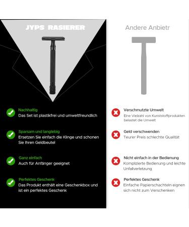 Eco-Friendly Black Razor Plane Set | 10 Blades Hooks & Brush | Sustainable Safety Razor for Men - Buy Online on GoSupps.com