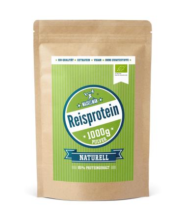 Vegan rice protein from Maskelm n - 1 KG - 88% protein - Extra fine organic rice protein from rice bran - Ideal vegan protein source