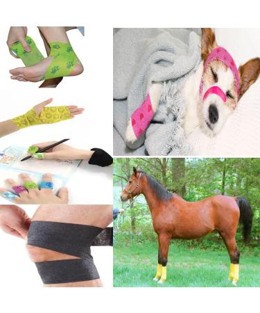 Xinnian Self-Adhesive Bandage - 12 Rolls Elastic Cohesive Fixing Bandage for Animals & Humans - Ideal for Finger Wrist Ankle Compression & Swelling - 5cm x 4.5m - Buy Online on GoSupps.com